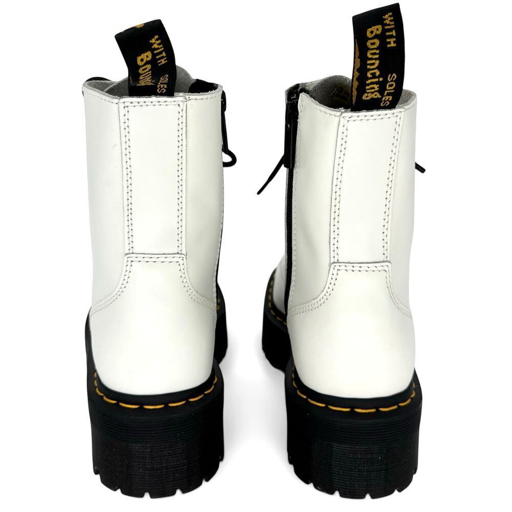 Dr. Martens Jadon White Platform Boots Lace Up Zip Combat Edgy Women's Size 8 - Picture 6 of 11